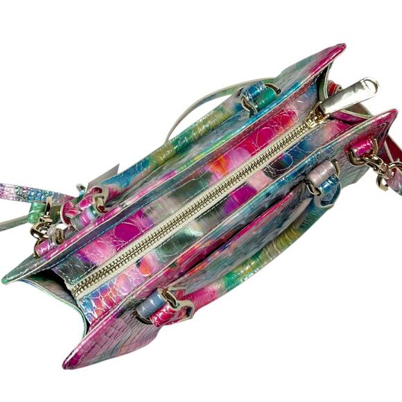 Brahmin Cami leather satchel in alligator design with top handle/cross NWT - Picture 4 of 7